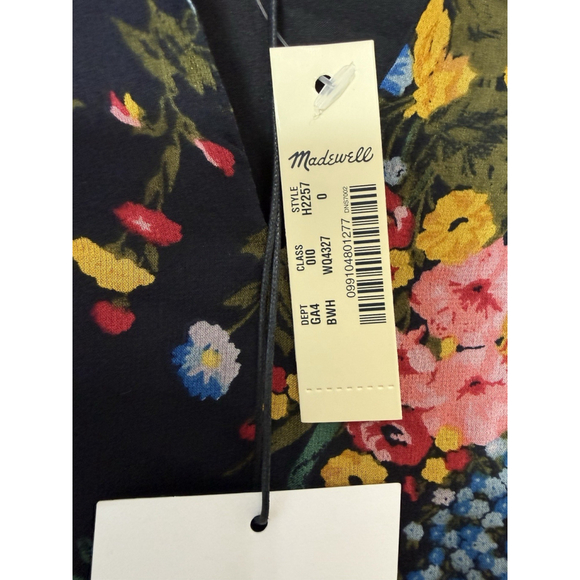 Madewell x No. 6 Garden Bouquet Silk Beacon Mini Dress 0 Black Pink Blue Floral - Picture 4 of 9